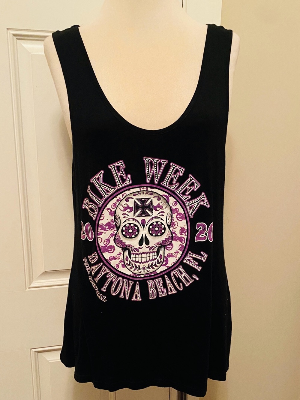 Black Daytona Beach Bike Week Graphic Tank Top - Skull Print